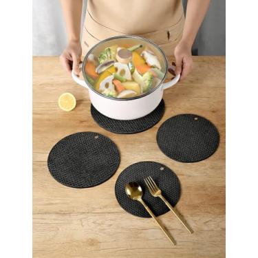 Imagem de Tapete Trivet de silicone, suporte de panela resistente ao calor, almofada antiderrapante multiuso para cozinha, mesa de jantar, lavável na lava-louças
