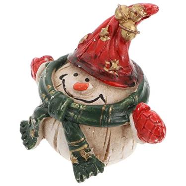 Imagem de NUOBESTY Decoração de boneco de neve de Natal, mini estatuetas de resina, enfeite de mesa de mesa, enfeite de boneca de férias de inverno para casa, escritório, bonecos de neve, decoração de festival