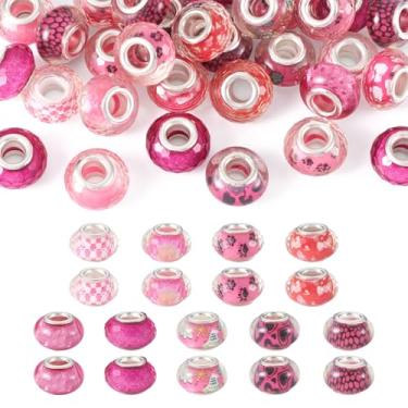 Imagem de KISSITTY 30 peças sortidas de contas de artesanato europeias de furo grande resina Rondelle contas espaçadoras soltas amuletos a granel 14 mm para artesanato, canetas, corrente de cobra, colar, brinco