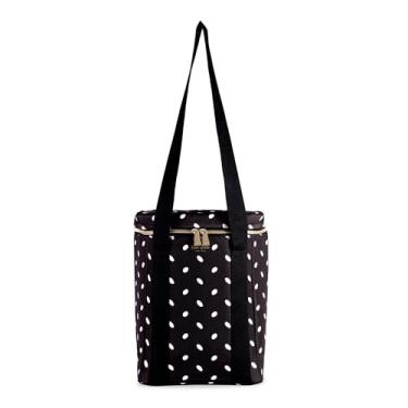 Imagem de Kate Spade New York Bolsa térmica de vinho rosa, bolsa isolada para piqueniques, sacola de vinho com 4 garrafas, refrigerador macio de grande capacidade (ponto de amêndoa)