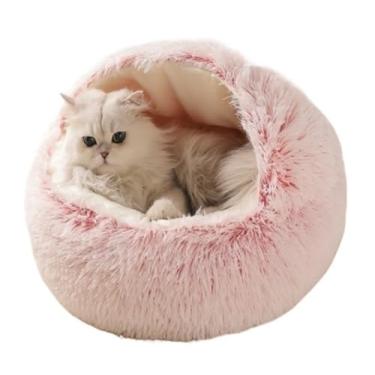 Imagem de Cama de gato adorável para animais de estimação, ninho macio, confortável, canil interno para casa de animais de estimação (rosa, grande)