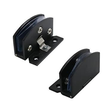 Imagem de 2 peças dobradiças, dobradiças de porta de vidro, dobradiças de liga de zinco, sem necessidade de perfurar clipes de dobradiça resistentes, porta de vidro de armário de vinho sala de chuveiro