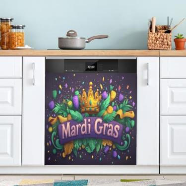Imagem de ATTX Capa de ímã de lava-louças coroa de carnaval | Adesivo decorativo de eletrodomésticos de 58,4 cm x 66 cm para armários domésticos e eletrodomésticos (152)