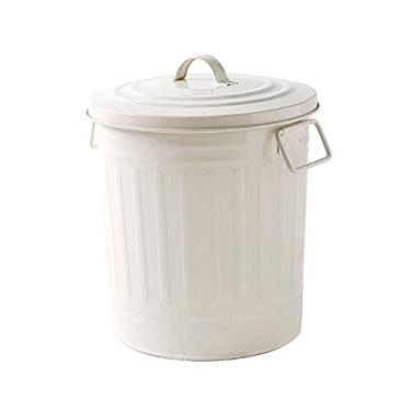 Imagem de Lndoor Lndoor Lixeira com tampas Cesto de lixo redondo com tampa tipo prensa lata de lixo banheiro quarto escritório lata de lixo