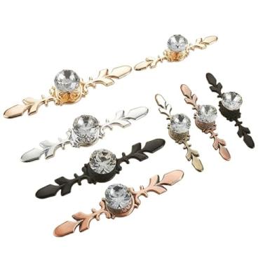 Imagem de CXYFQUUK Puxadores de cristal liga de zinco furo único puxador de porta de armário puxadores de gaveta de armário ferragens de móveis 2 peças (bronze vermelho G)