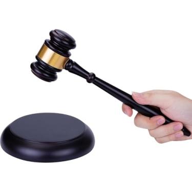 Imagem de Martelo de Madeira Decorativo Marrom e Dourado Símbolo de Justiça para Escritório Biblioteca e Presente Profissional OAB