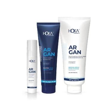 Imagem de Kit crescimento capilar reparação absoluta óleo argan 3 passos hoka