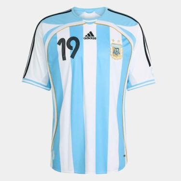 Imagem de Camisa Seleção Argentina Home 2006 Messi N19 Adidas Masculina, Branco,