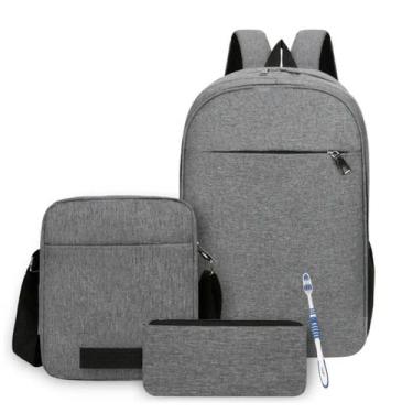 Imagem de Mochila Conjunto Lancheira Estojo Com Cabo USB - Mormino, Cinza