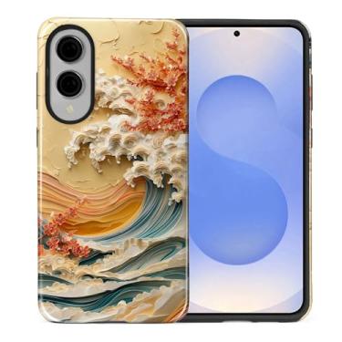 Imagem de casesok Capa para Samsung Galaxy S25 Edge, capa rígida de camada dupla + capa de telefone de silicone, proteção total à prova de choque para Samsung Galaxy S25 Edge-Autumn Blossom Wave Fall Floral