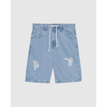 Imagem de Bermuda Masculina Tradicional Com Puídos Em Jeans 100% Algodão-Masculino