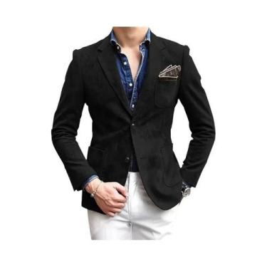 Imagem de Jaqueta De Camurça Masculina De Botão Único, Casaco Casual Fino Para P