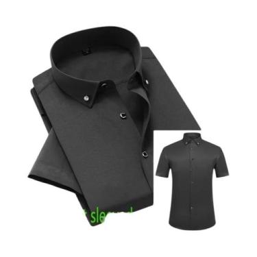 Imagem de Camisa Casual Masculina Branca De Manga Curta E Longa Versão Coreana D