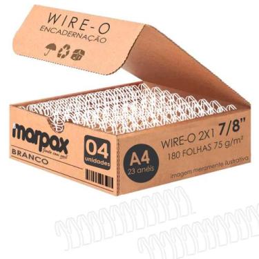 Imagem de Wire-o para Encadernação 2X1 A4 Branco 7/8 para 180fls 04un - Marpax