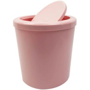 Imagem de Lixeira 5 Litros Tampa Basculante Redonda Plástica Banheiro Cozinha - 