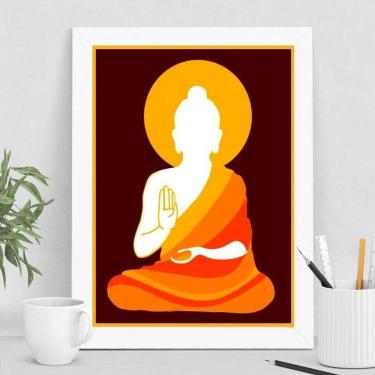 Imagem de Quadro Silhueta Buda Namastê 33x24cm Branco