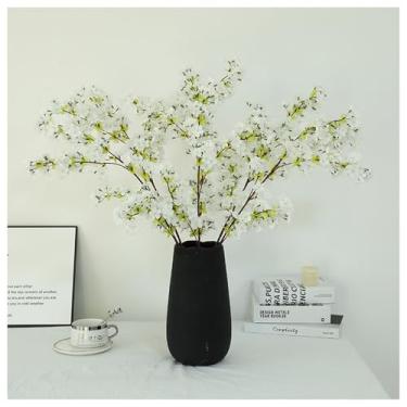 Imagem de Riymusry 3 ramos artificiais de flor de cerejeira – flores de pêssego artificiais de seda rosa, caules de plantas falsas para vaso, casa, casamento, centros de mesa, decoração de jardim de primavera