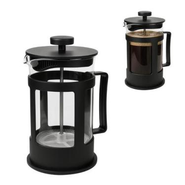 Imagem de Cafeteira Prensa Francesa Café Chá Em Vidro Preta - 300ml - Fratelli