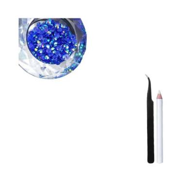 Imagem de Strass De Resina AB Azul Escuro 5000 Peças 2-6mm Com Base Plana, Pedra