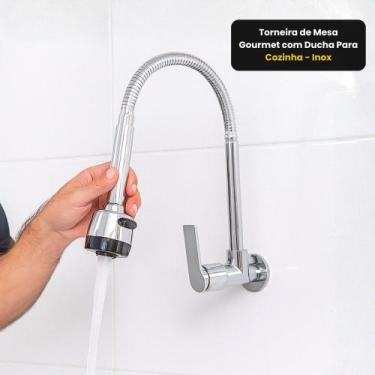 Imagem de Torneira Gourmet de Parede com Ducha Para Cozinha - Inox - STARTOOLS