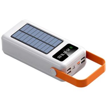 Imagem de Solar Power Bank 60000Mah com luz LED, carregador portátil com cabo embutido, várias portas de carregamento para uso externo