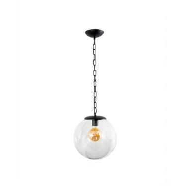 Imagem de Lustre Pendente Bola Globo 30cm Transparente Com Corrente Preto 365 - 