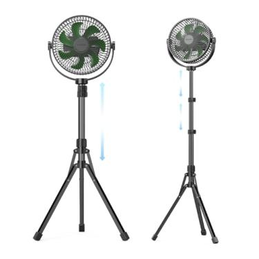 Imagem de Comoistar Ventilador de pedestal de 10000 mAh com moldura de 21 cm, ventilador de pé de 4 velocidades, altura ajustável, ventilador de mesa portátil, máximo de 40 H, ventilador de chão recarregável