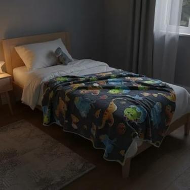 Imagem de Manta Cobertor 1,80x2,00 Mt infantil Brilha No Escuro(Dinossauro)