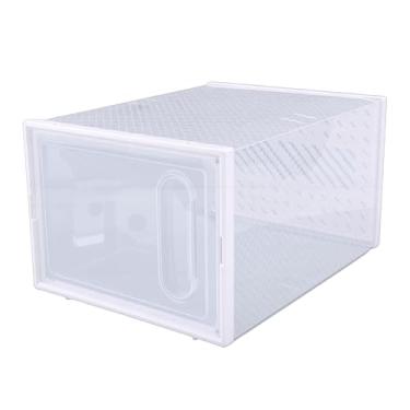 Imagem de Luocute Grande Caixa de Armazenamento de Sapatos, Organizador de Sapatos Empilhável de Plástico Transparente Com Porta Magnética, para Exibir Tênis, Roupas, Cachecóis, Livros, Material