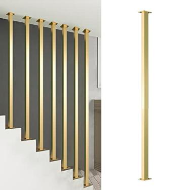 Imagem de Balaústre interno de corrimão de escada de metal – corrimãos retos quadrados com kit completo para suportes de parede, barras de ferro modernas para guardrail