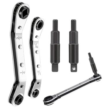 Imagem de Conjunto de chaves Allen de catraca, ferramenta de reparo de refrigeração - Conjunto de chaves catracas ajustáveis para HVAC, automotivo, refrigeração, encanamento