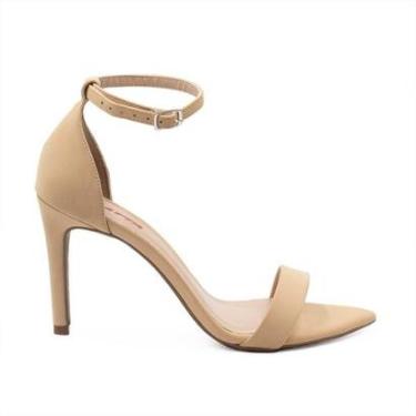 Imagem de Sandália Zatta Salto Alto BicoFolha Sofia Camel Nude 36-Feminino