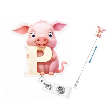 Imagem de MXJSFXF Carretel de crachá fofo, carretel de crachá de enfermeira personalizado (LetterA-Z), suporte de identificação retrátil de acrílico premium com cordão de puxar resistente, presente atencioso