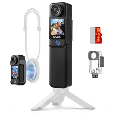 Imagem de SJCAM C300 Câmera portátil econômica 2 em 1 (64 GB), bolso 4K, potência 7H, câmera vlog de estabilização de 6 eixos, tela sensível ao toque de 3,8 cm, presentes de aniversário para mulheres, mãe