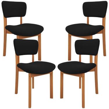 Imagem de Kit 04 Cadeiras Para Sala De Jantar Cozinha Living Estofada Dara L02 Bouclê Preto - Lyam Decor
