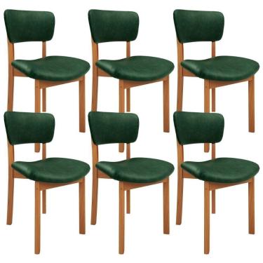 Imagem de Kit 6 Cadeiras Para Sala De Jantar Cozinha Living Estofada Dara L02 Couríssimo Verde Musgo - Lyam Decor