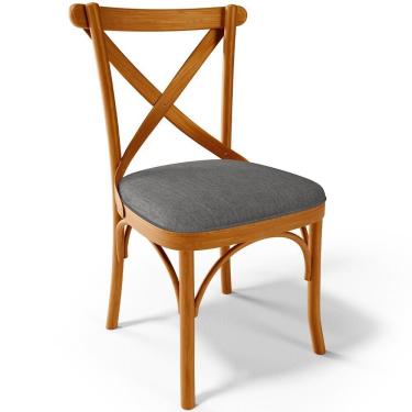 Imagem de Cadeira Para Sala De Jantar E Estar Living Estofada ávila L02 Linho Cinza Escuro - Lyam