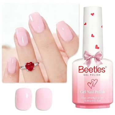 Imagem de Esmalte de gel Beetles Barely Pink – 15 ml, grande capacidade, esmalte de gel rosa claro para unhas da primavera, dia dos namorados, salão de arte de unhas pastel, lâmpada de LED UV de longa duração