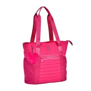 Imagem de Bolsa De Academia Totebag Rebecca Bonbon Rosa Pink Chaveiro Coração La