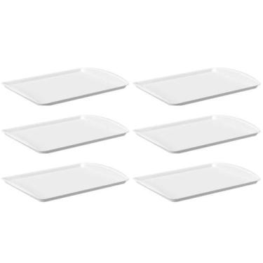 Imagem de Jogo 6 Bandejas Para Servir Branca 34,7x23,5cm Plástico Coza Uno Horec