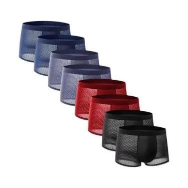 Imagem de Conjunto De 8 Cuecas Boxer Masculinas Em Seda Gelada Com Malha Respirá
