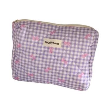 Imagem de Bolsa De Cosméticos Feminina Grande Capacidade Com Padrão De Laço Fofo