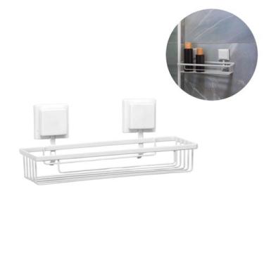 Imagem de Suporte Porta Shampoo Prateleira Dupla Face 3M Aço Sem Furos Cor:Branc