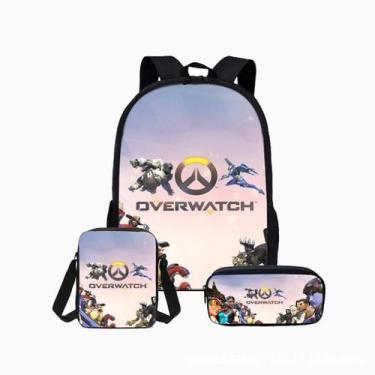 Imagem de Conjunto de mochilas Overwatches OWs for Kids School, 3 peças de 17 po