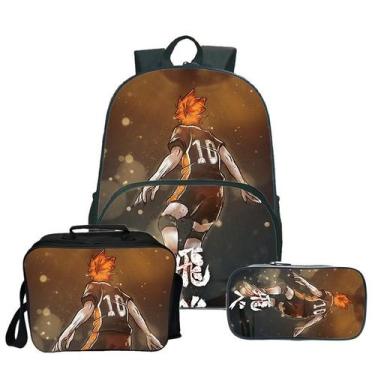 Imagem de Conjunto de 3 mochilas escolares de impressão 3D de anime Haikyuu para