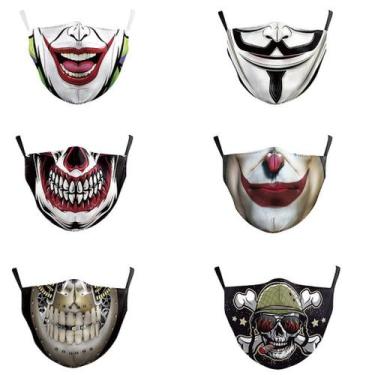 Imagem de Máscara facial Clown, impressão 3D, conjunto lavável e reutilizável, 6