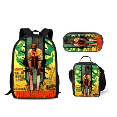 Imagem de Conjunto de mochilas Chainsaws Mans Denjis Cartoon Kids, 3 unidades - 
