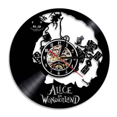 Imagem de Relógio de parede Alices in Wonderland Anime Black Vinyl Record - yiwe
