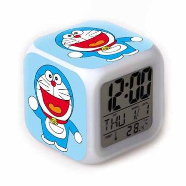 Imagem de Relógio digital LED Doraemonss Square com função de despertador - yiwe