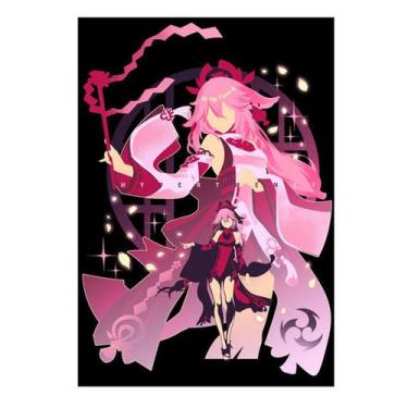 Imagem de Pôster: arte de parede, pintura decorativa, Genshin Impact, anime retr